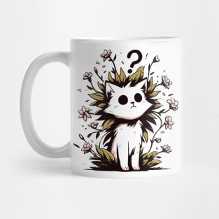 Funny confused cat with flowers plants Mug